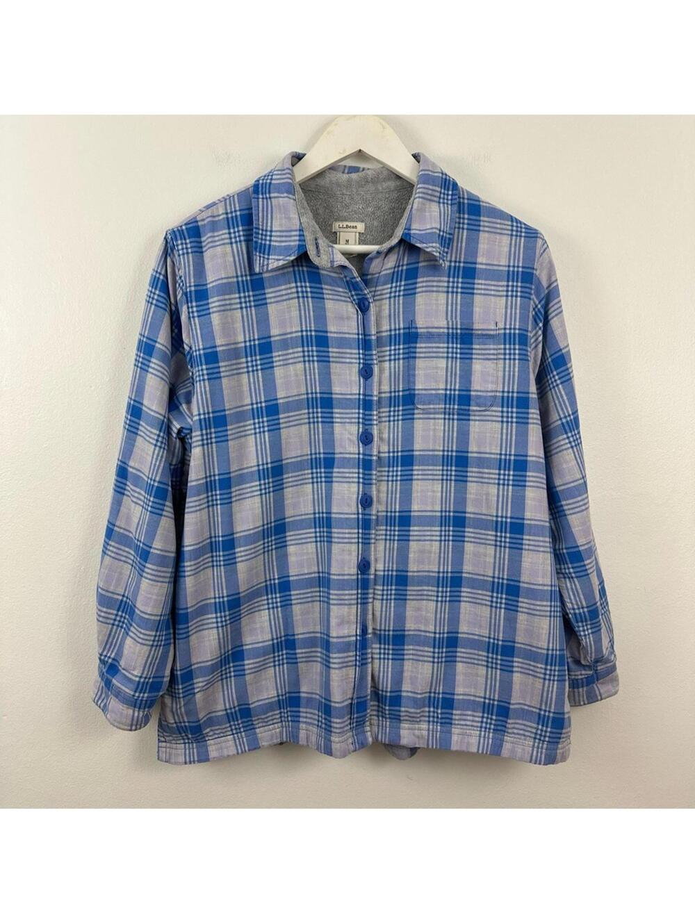 L.L.Bean Plaid Sherpa Lined Flannel Shirt Jacket Women's Size MP